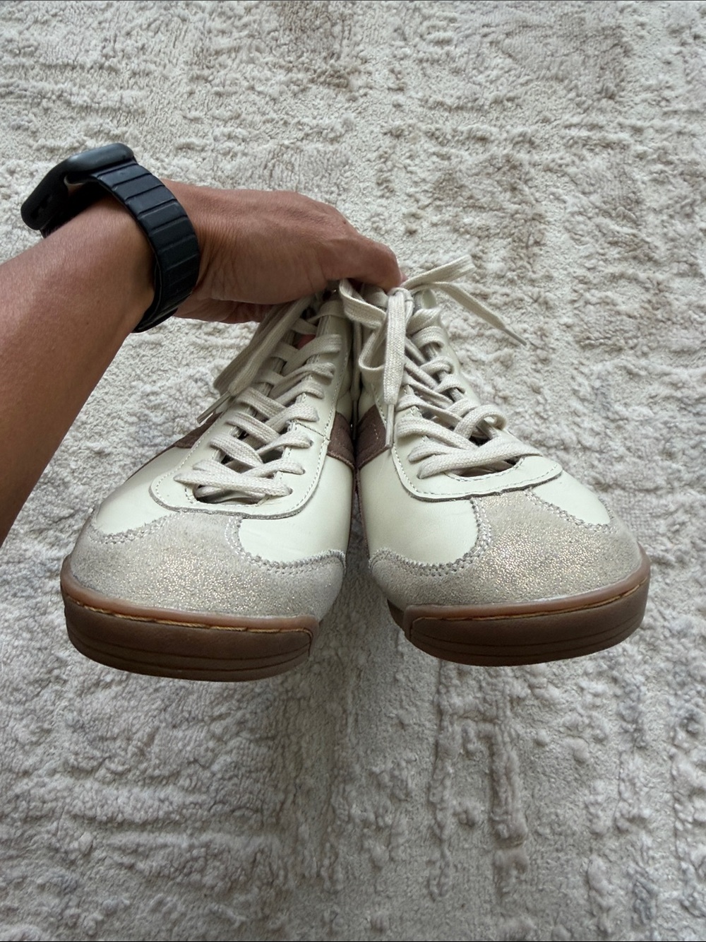 Diadora Cream and Light Brown High-Top Sneakers - Picture 3 of 7
